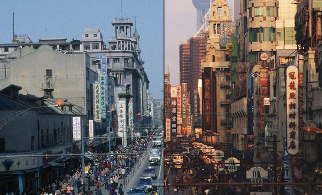 上海南京路1980年至1990年的变迁。来源：that smags 