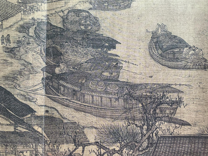 大码头岸边靠泊的汴河船