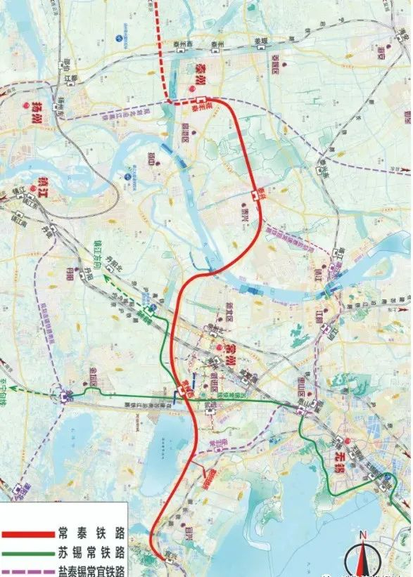常泰铁路线路走向示意图。