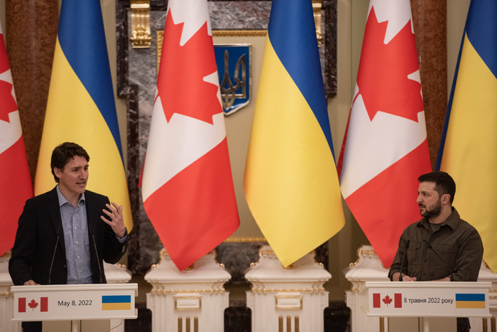 乌克兰总统泽连斯基会见加拿大总理特鲁多。图片来源：视觉中国 