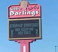 “Little Darlings”广告牌：“现在接受丑女”