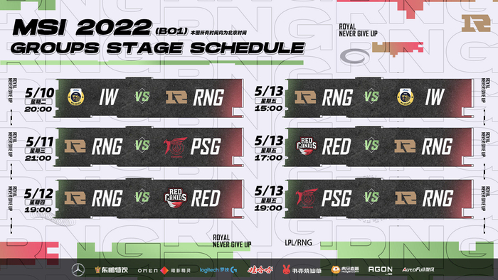 RNG战队小组赛赛程