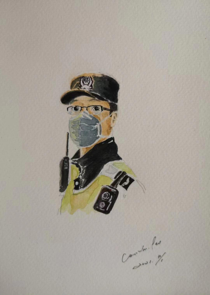 李劲松的自画像。受访者供图