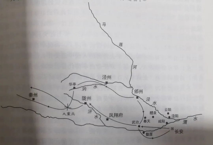 吐蕃进军长安路线。图丨李碧妍著《危机与重构:唐帝国及其地方诸侯》