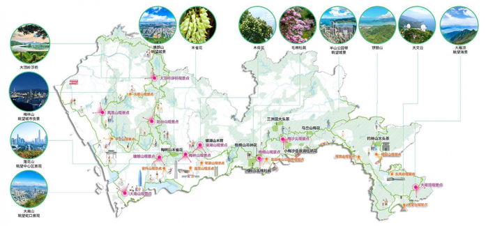 深圳城市花境花景和山脊看台规划。图片来源：深圳市规划和自然资源局