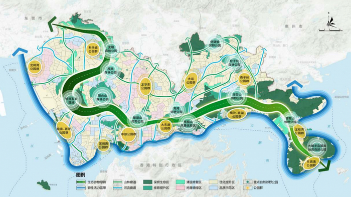 深圳公园城市建设总体布局。图片来源：深圳市规划和自然资源局