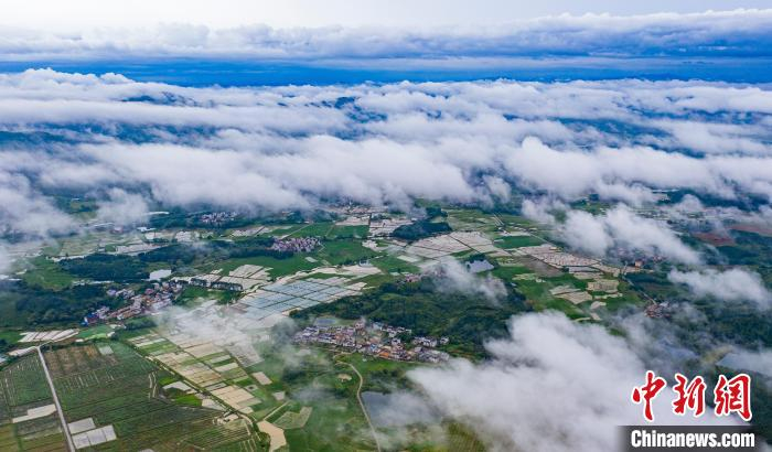 雨后田园，云雾缭绕风景如画。　赵春亮 摄