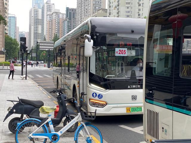 205路车进站。澎湃新闻记者 俞凯 图