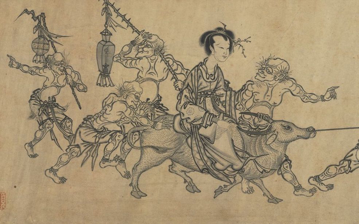 （传）元 王振鹏 钟馗送嫁 卷（局部） 台北故宫博物院藏