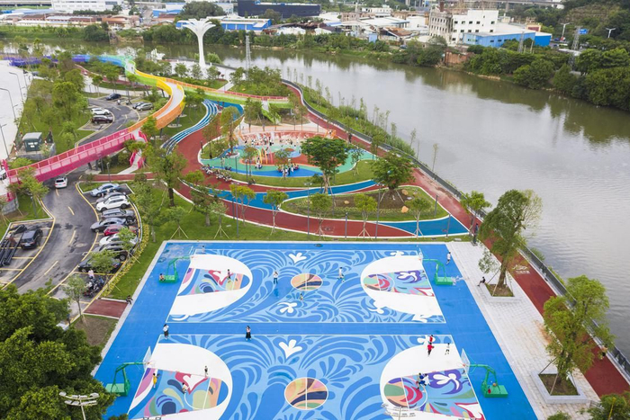 陈村涌碧道下南涌段四季公园内的体育设施。受访单位供图