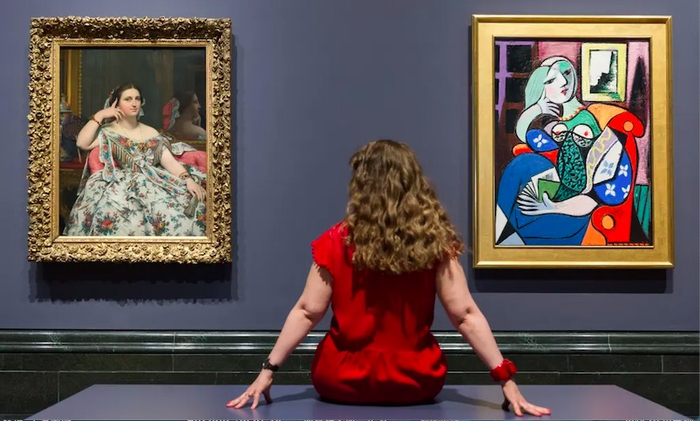 英国国家美术馆46号展厅“毕加索-安格尔：面对面”展览现场