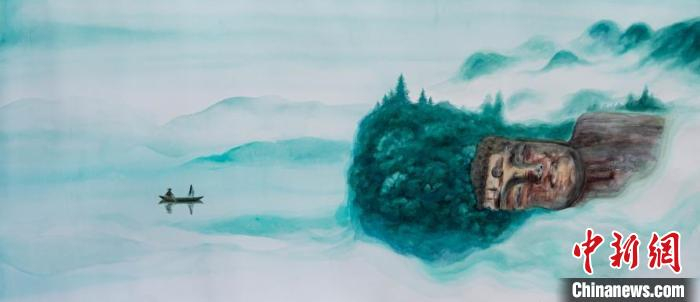 图为何平为大足石刻创作的插画。　受访者供图