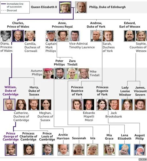 英国王室族谱图 图源：BBC