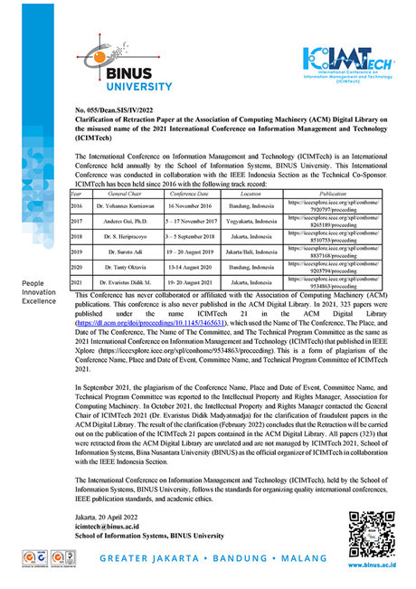 ICIMTech组委会针对ACM撤稿事件的声明