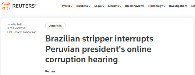 路透社报道截图 