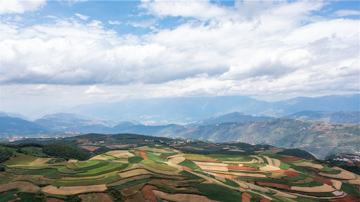 这是东川红土地一景（6月2日摄，无人机照片）。新华社记者 胡超 摄