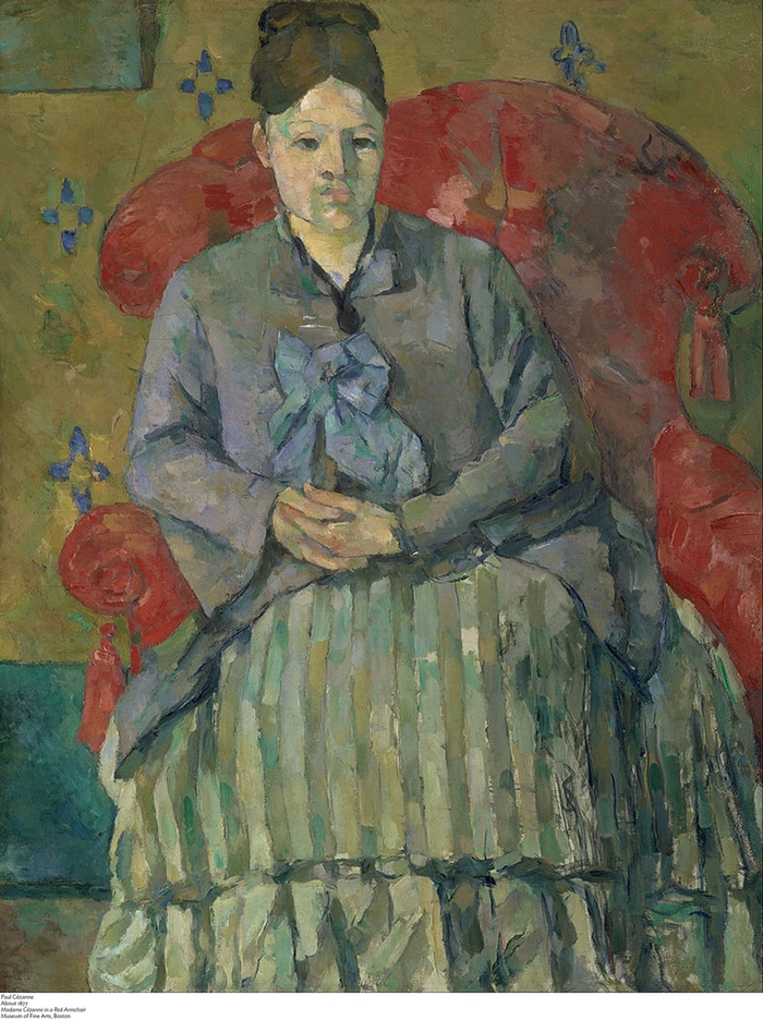 《坐在红色扶手椅上的塞尚夫人》，保罗·塞尚，约1877年， 波士顿美术博物馆