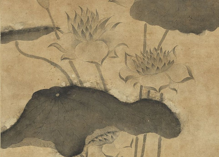 明 唐寅 芙蕖 轴（局部） 台北故宫博物院藏