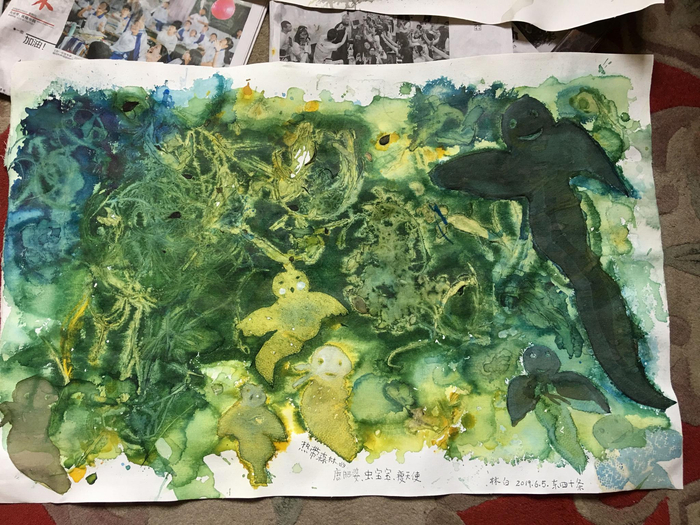 林白画作《唐肥婆、虫宝宝和瘦天使》