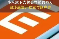 小米旗下支付公司被罚 12 万，涉违规开立支付账户等