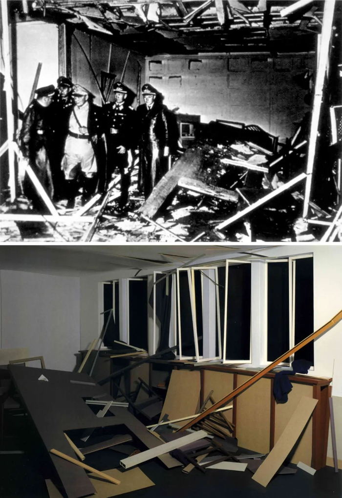 历史照片（上），房间（下），1994。托马斯·德曼作品