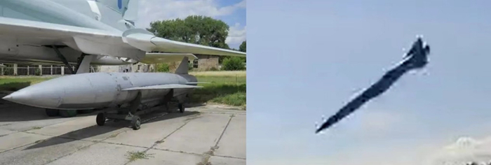 左：Kh-22；右：监控视频拍到的导弹。