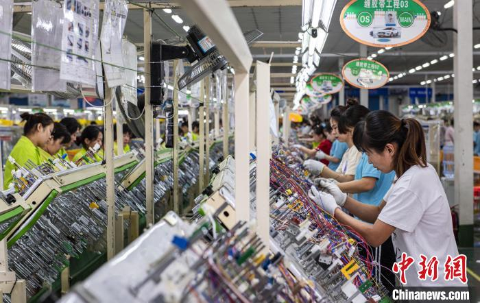 菏泽金泓电子有限公司生产车间。　菏泽市委宣传部供图
