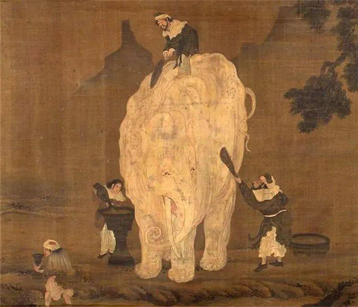 宋 苏汉臣《洗象图》，明代佚名仿本局部，美国亚瑟·M·萨克勒博物馆藏