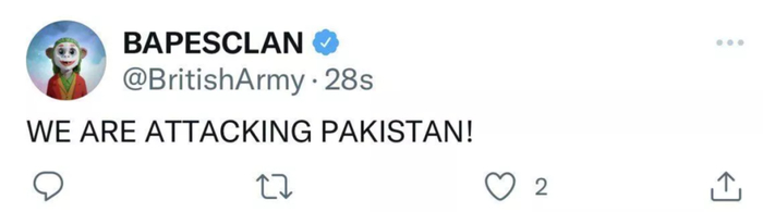 帖文现“我们正在攻击巴基斯坦”字样