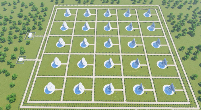 “中国复眼”，即超大分布孔径雷达高分辨率深空域主动观测设施项目概念图。图源：北京理工大学重庆创新中心