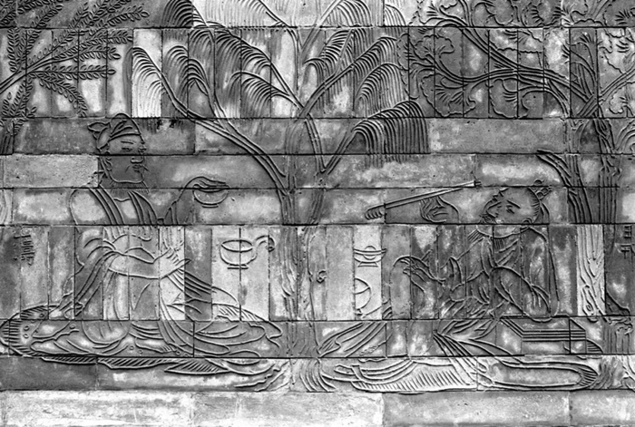 由南京博物院民俗研究所复制成功的大型国宝级文物，六朝砖印壁画“竹林七贤图”。新华社资料片