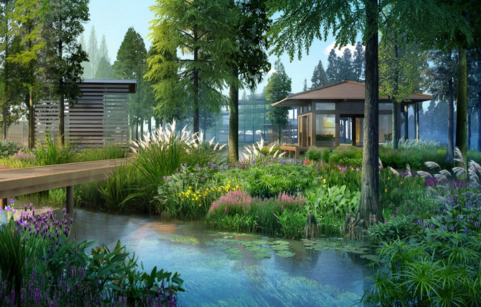 丰翔智秀公园水景观效果图。