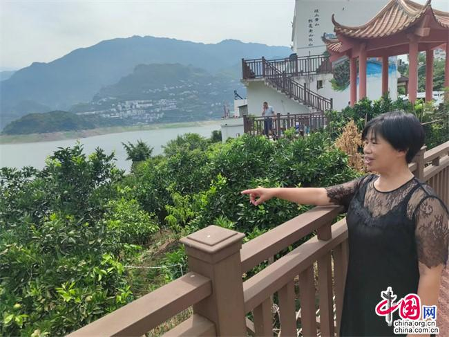 2022年7月15日，湖北省宜昌市秭归县屈原镇西陵峡村柑农郑胜英介绍自家柑橘种植情况。中国网记者 彭瑶 摄