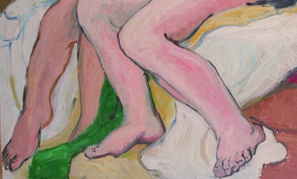 潘玉良，《坐姿双女人体》（局部），油画