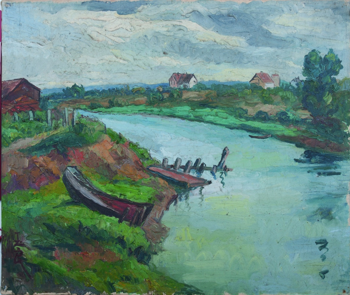 潘玉良，《渡口》，油画