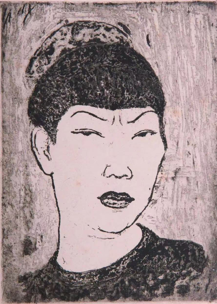 潘玉良自画像，版画