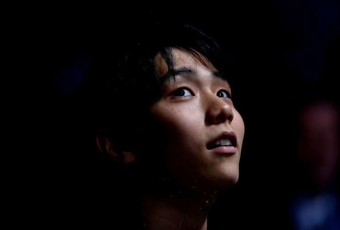 2014年2月14日，索契冬奥会花滑男单自由滑比赛，夺冠后的羽生结弦。