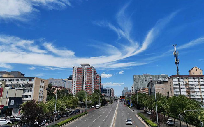 ▲高温天气下的北京街道。新京报资料图