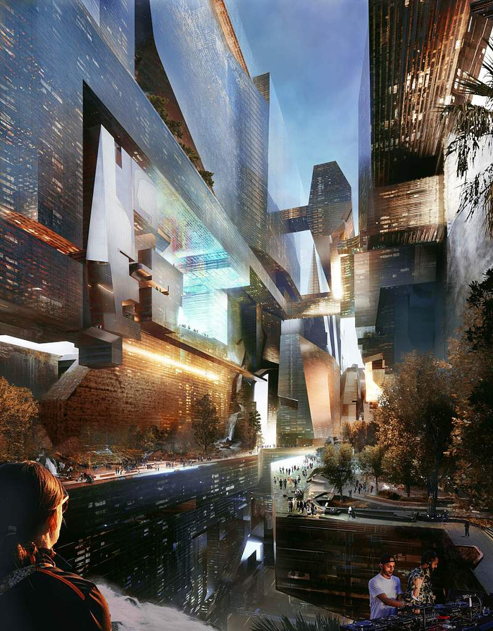 “THE LINE”城市中，人们的社区生活。