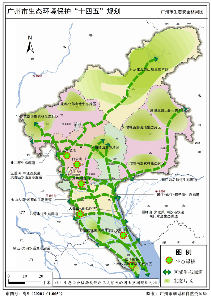 ▲广州市生态安全格局图