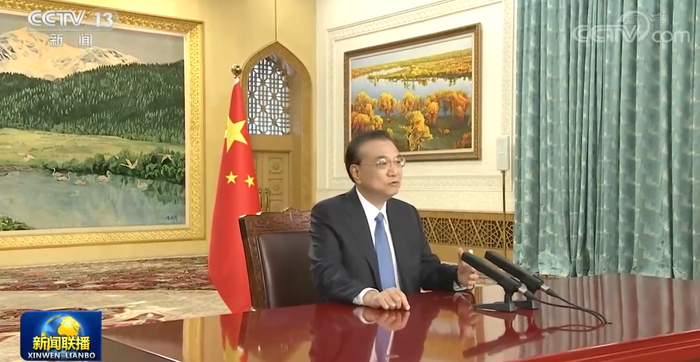 李克强视频出席佩列沙茨大桥通车仪式&nbsp; 截图自央视《新闻联播》