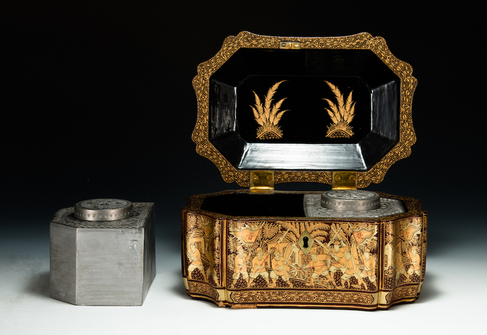 清漆描金茶叶盒，中国茶叶博物馆藏