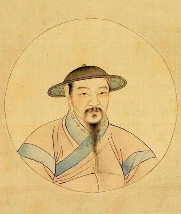 《元赵文敏公像》（局部）（清汪恭摹）美国大都会博物馆藏