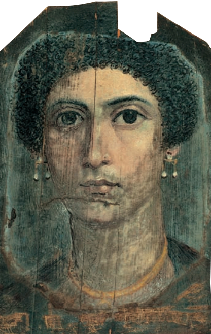 年轻女性肖像，材质：木板蜡画，规格：高31cm，宽22cm，出土地：法尤姆，年代：罗马时期（1世纪末）