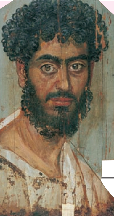 男性肖像，材质：木板蜡画，规格：高41cm，宽21.5cm，出土地：法尤姆，年代：罗马时期（1世纪）