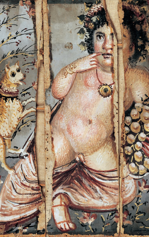 少年肖像，材质：彩绘木料，规格：高37cm，购于1895年，出土地：法尤姆，年代：罗马时期（公元前30年-313年）