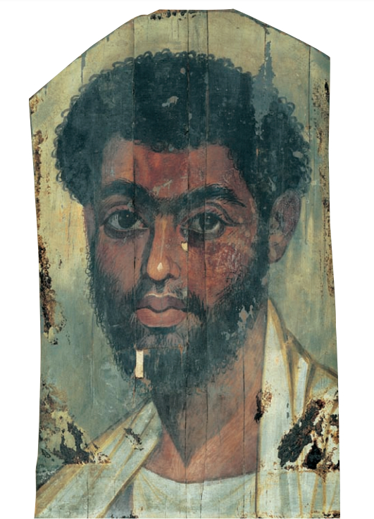 男性肖像，材质：木板蜡画、木板蛋彩画，规格：高39.5cm，宽23cm，来源未知，年代：罗马时期（3世纪初）