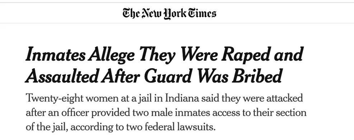 纽约时报：女囚犯称狱警被贿赂后，她们遭到强奸和骚扰
