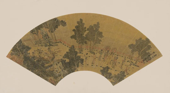 《明皇游月宫图》扇页，明，周臣绘