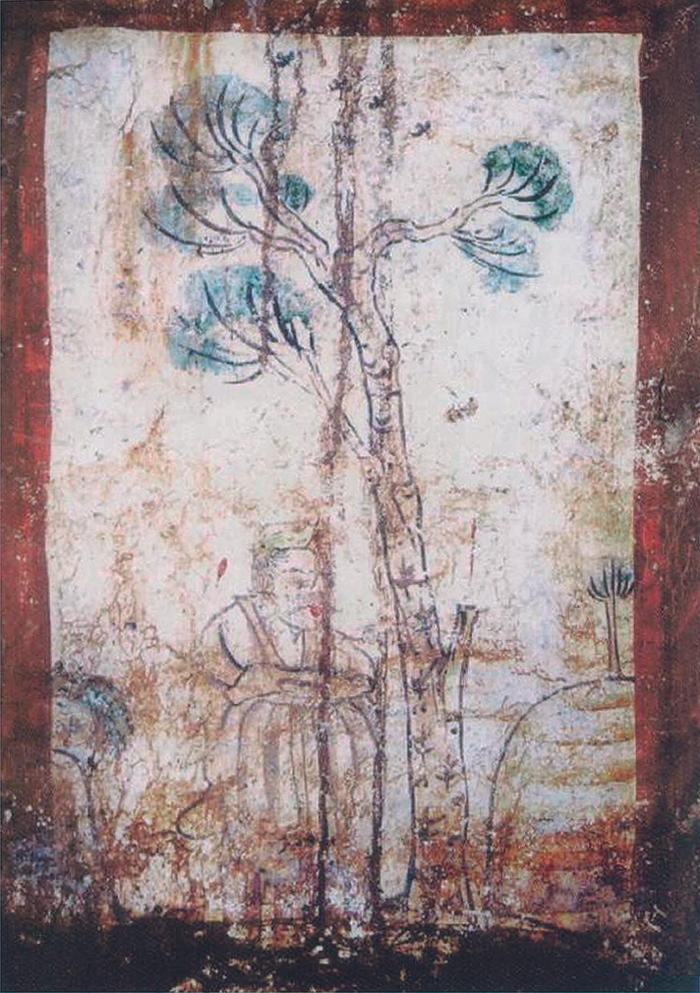 〔图十六〕太原唐墓中面对坟丘者图像  温神智墓 